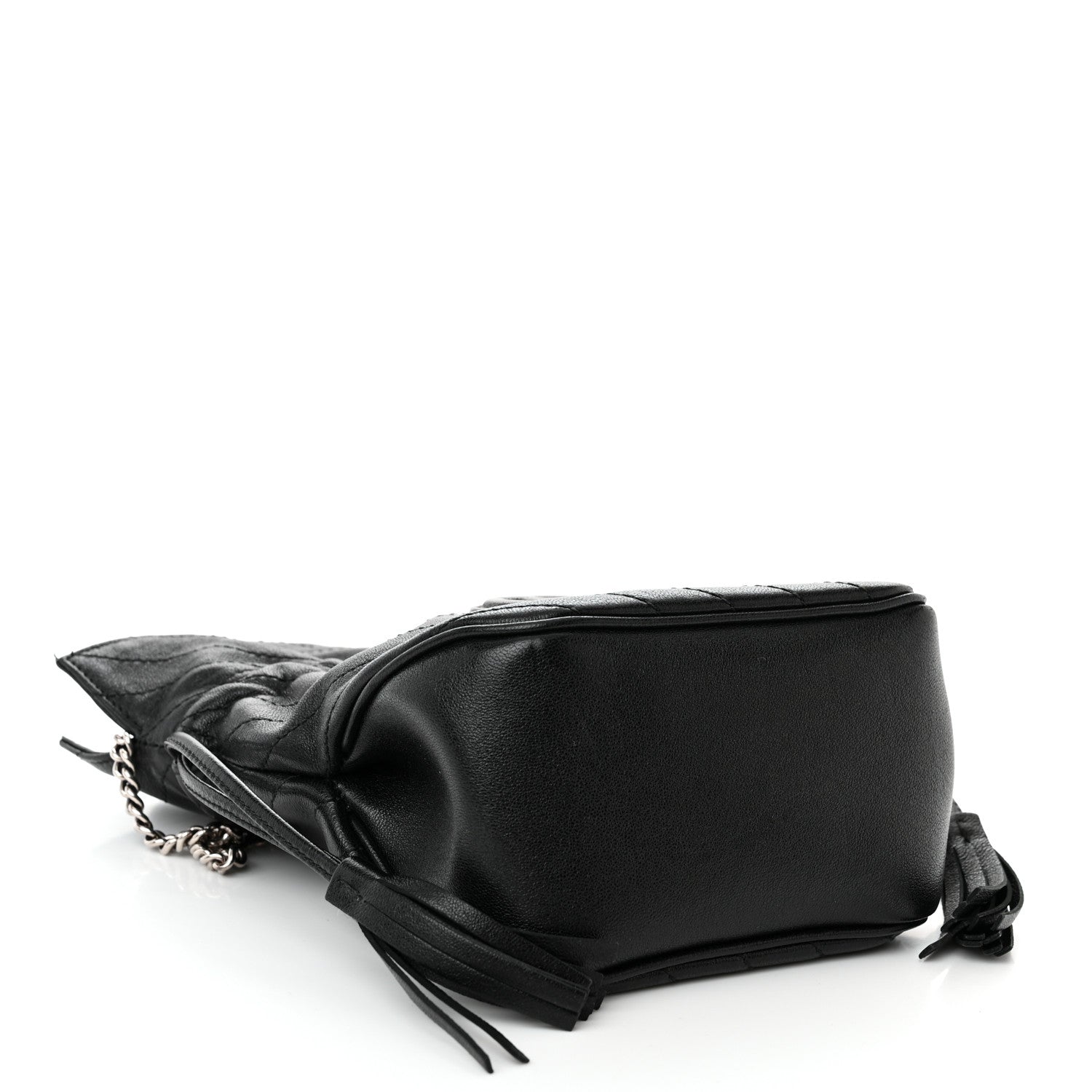 Gucci Sakai Be Green Calfskin Diagonal Stitched Mini Blondie Bucket Bag Black 4 of 10