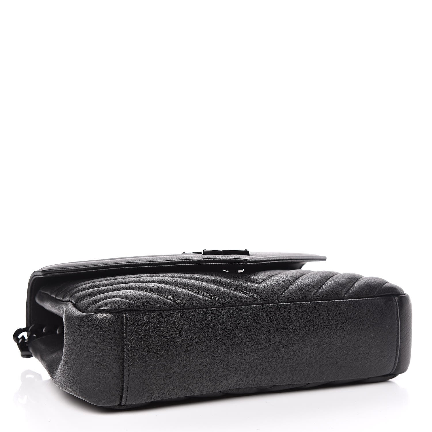 Saint Laurent Sheepskin Matelasse Chevron Monogram Medium College Bag Black 4 of 9