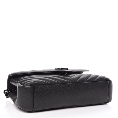 Saint Laurent Sheepskin Matelasse Chevron Monogram Medium College Bag Black 4 of 9