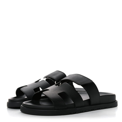 Hermes Calfskin Womens Chypre Sandals 35 Black 3 of 10