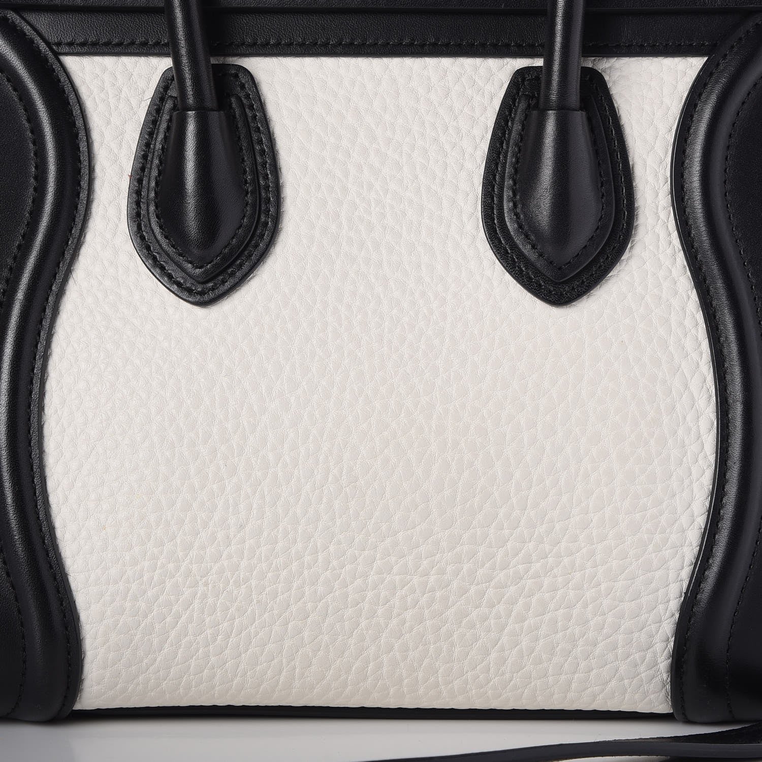 Celine Bullhide Calfskin Nubuck Bi-Color Nano Luggage Black White 10 of 10