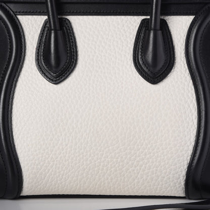 Celine Bullhide Calfskin Nubuck Bi-Color Nano Luggage Black White 10 of 10