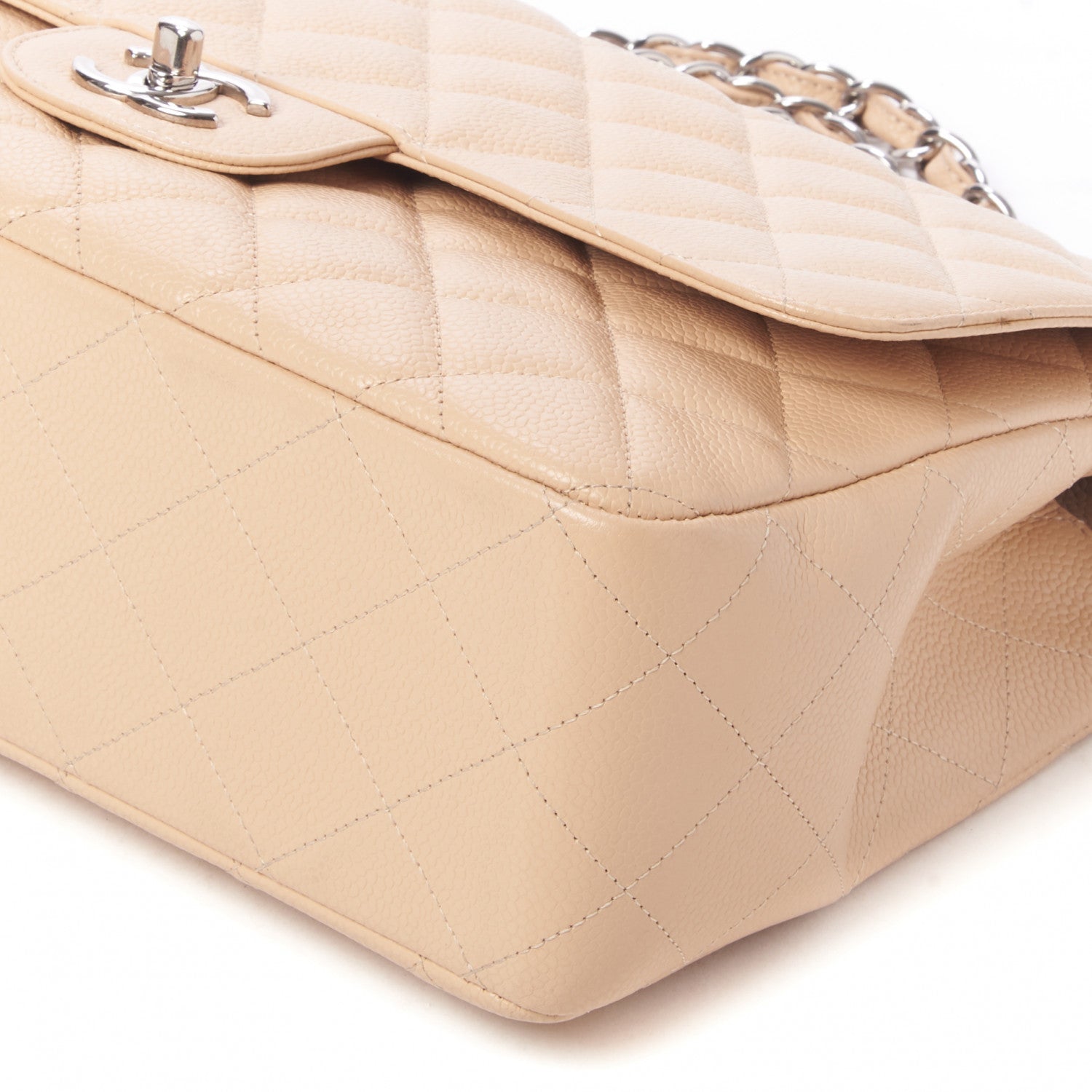 Chanel Caviar Quilted Jumbo Single Flap Beige 4 of 10