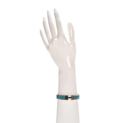 Hermes Enamel Narrow Clic Clac H Bracelet PM Petrole 2 of 5