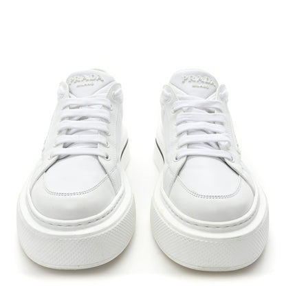 Prada Re-Nylon Spazzolato Rubber Triangle Logo Macro Quilted Mens 35mm Platform Sneakers 39 White 2 of 14