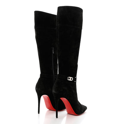 Christian Louboutin Suede Lock Kate Botta 100 Knee High Boots 37 Black 4 of 13