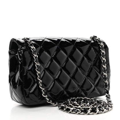 Chanel Patent Calfskin Quilted Extra Mini Rectangular Flap Black 3 of 12