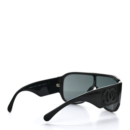 Chanel Acetate Crystal CC Shield Sunglasses 5466-B-A Black 4 of 7
