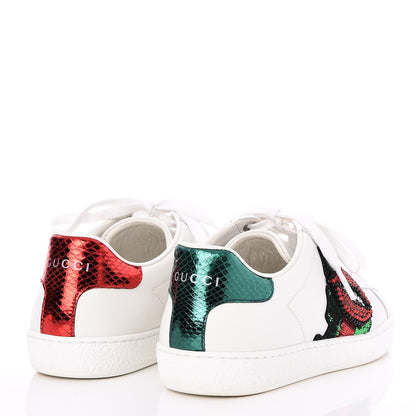 Gucci Calfskin Web Crystal Mouth Ace Sneakers 35.5 White 4 of 10