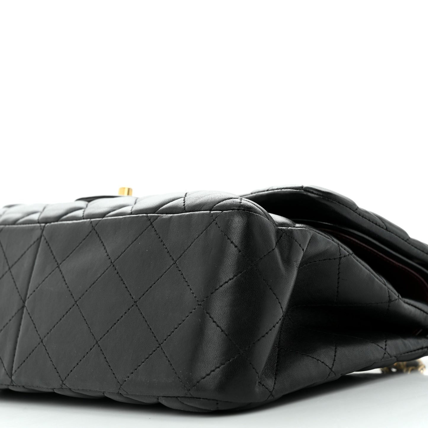 Lambskin Quilted Jumbo Double Flap Black