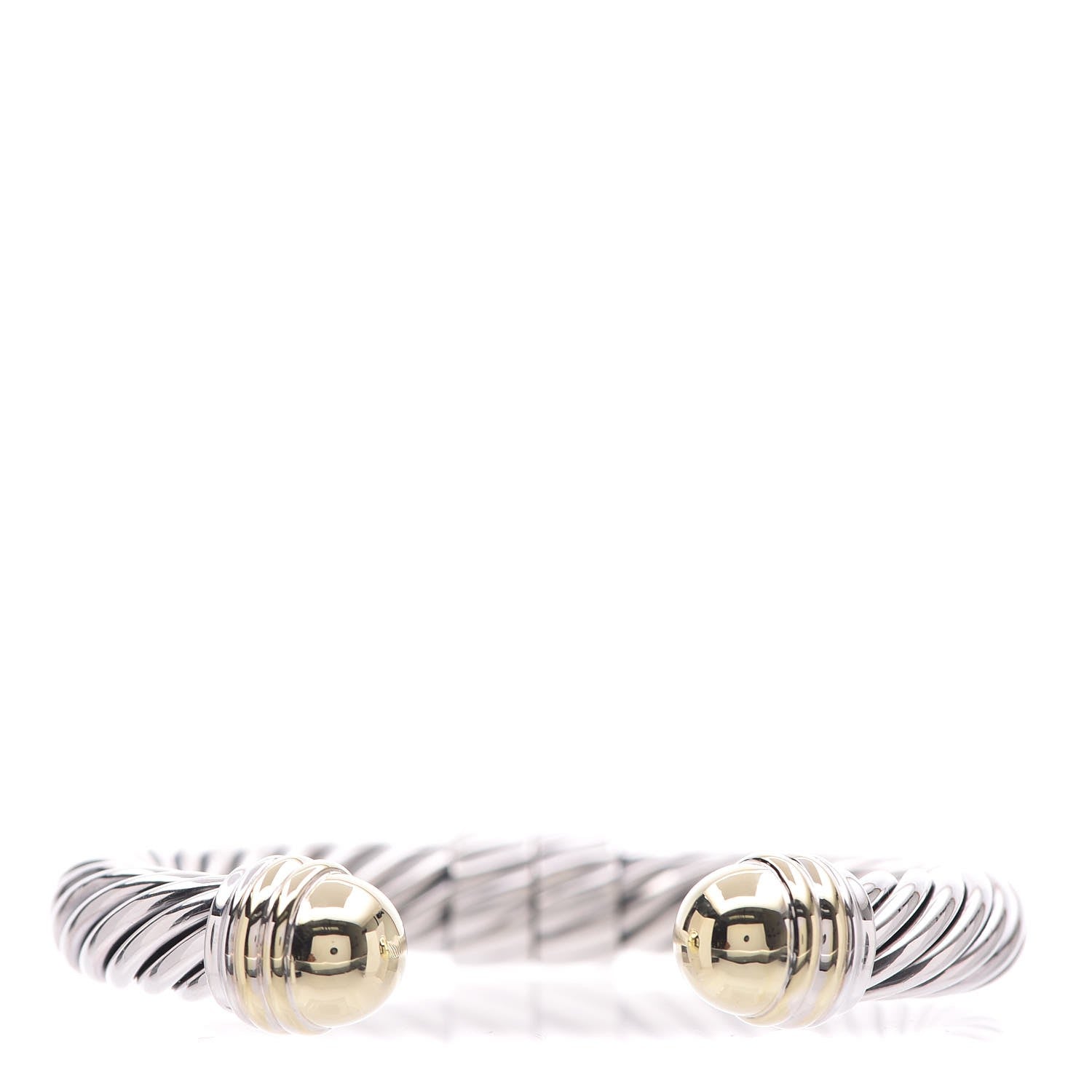 David Yurman Sterling Silver 14K Yellow Gold 10mm Cable Classics Bracelet 1 of 5