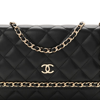 Chanel Lambskin Quilted Chain Around Wallet On Chain WOC Black 9 of 11
