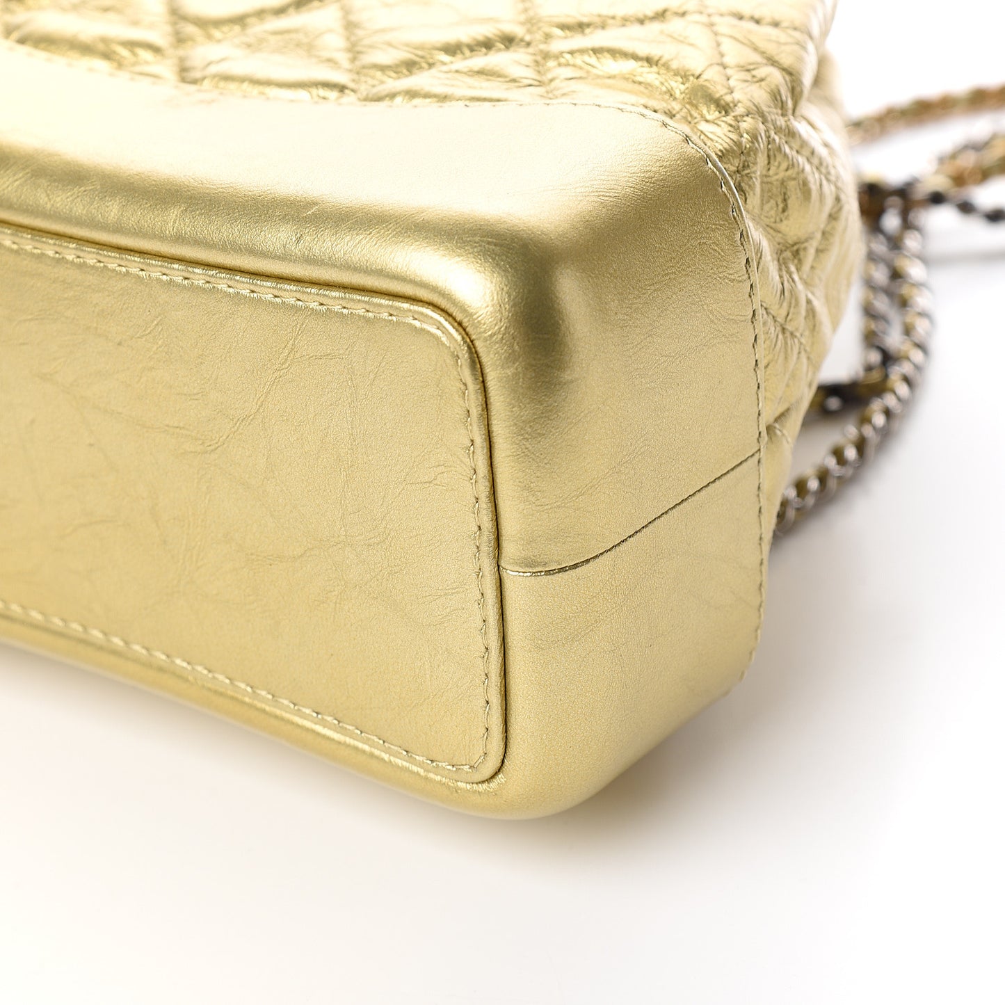 Metallic Lambskin Small Quilted Gabrielle Backpack Gold