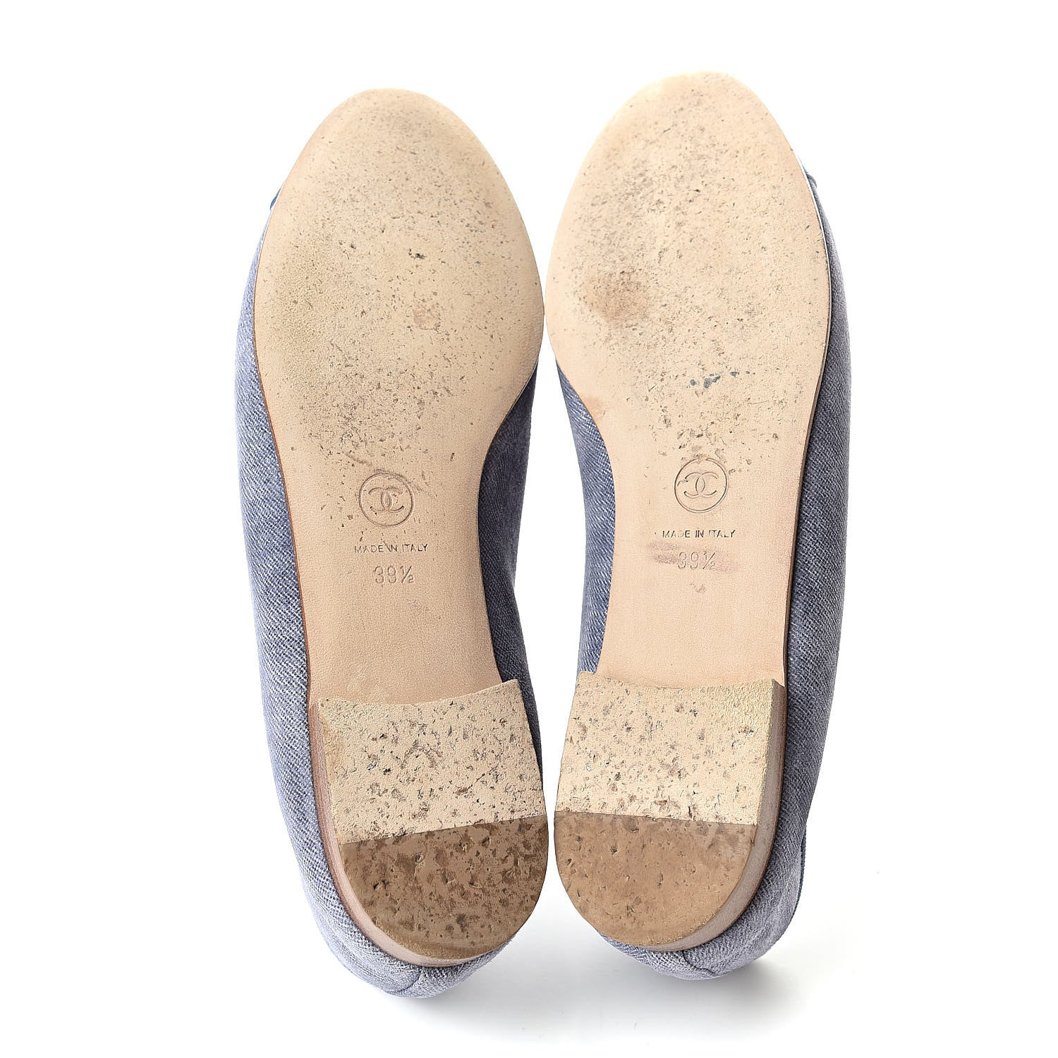 Chanel Satin Denim Goatskin CC Cap Toe Ballerina Flats 39.5 Blue 7 of 15
