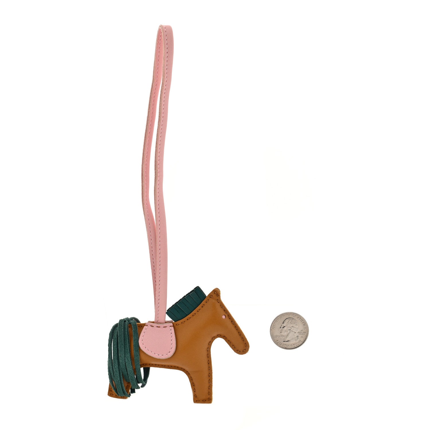 Hermes Milo Lambskin Grigri Rodeo Horse Bag Charm PM Sesame Malachite Rose Sakura 2 of 4