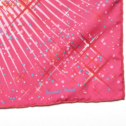 Hermes Silk Magic Kelly Pocket Square Scarf Rose Vif Rose Pale Rouge 3 of 6