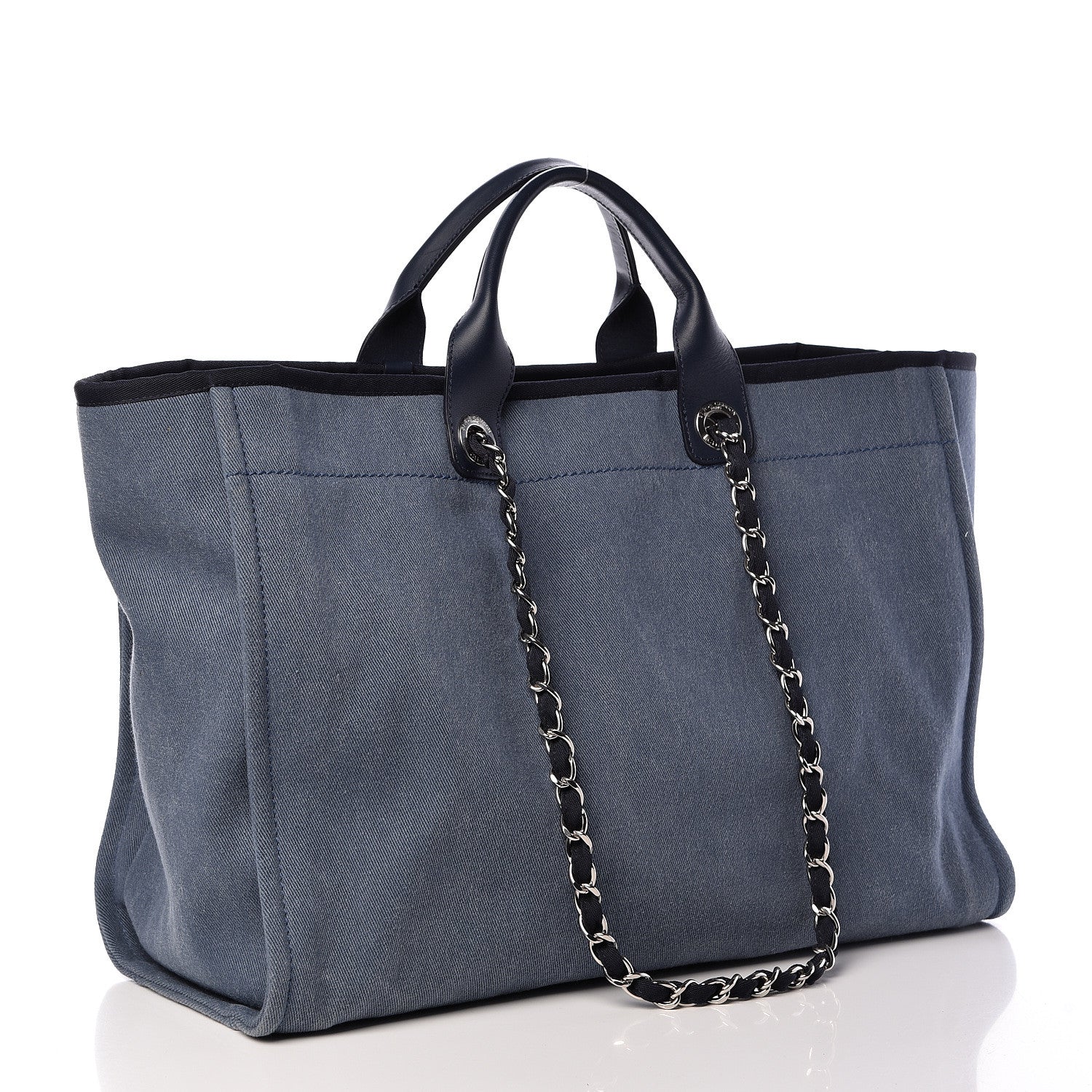 Chanel Canvas Sequin Large Deauville Tote Navy 3 of 10