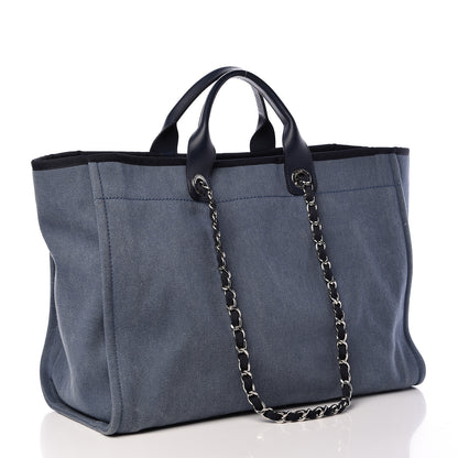 Chanel Canvas Sequin Large Deauville Tote Navy 3 of 10