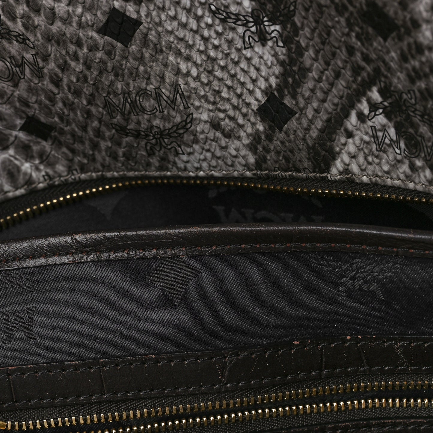 Snakeskin Medium Studded Backpack Black Multicolor