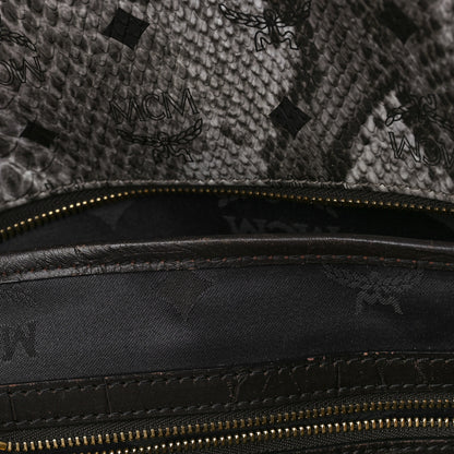 MCM Snakeskin Medium Studded Backpack Black Multicolor 10 of 15
