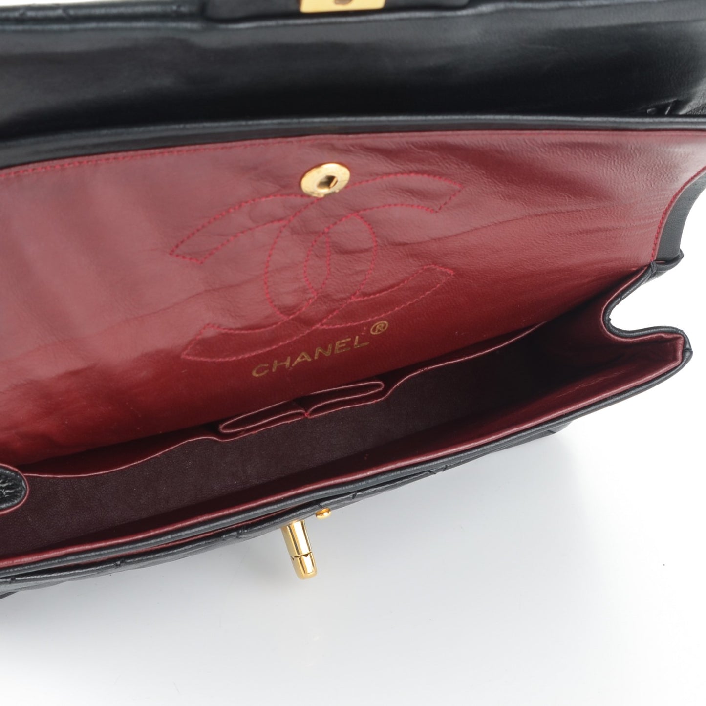 Lambskin Quilted Small Double Flap Black