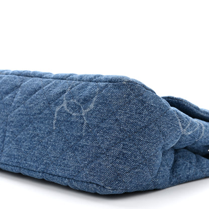 Chanel Denim Quilted CC Print Jumbo Single Flap Blue 10 of 10