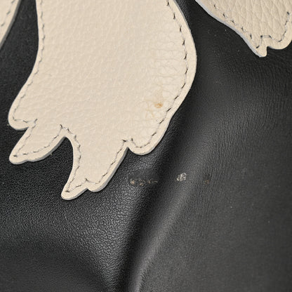 Alexander McQueen Lambskin Applique Lotus Flower De Manta Tote Black Red 15 of 17