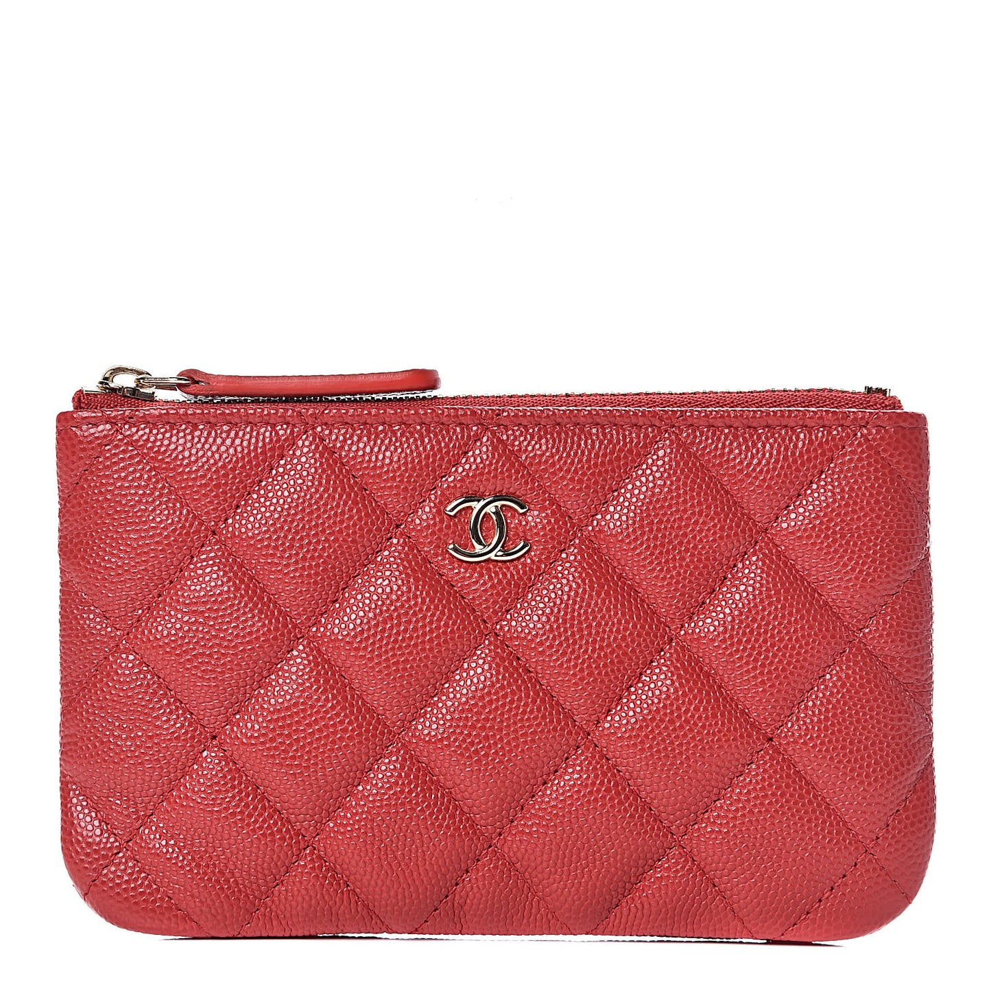 Caviar Quilted Small Cosmetic Case Red