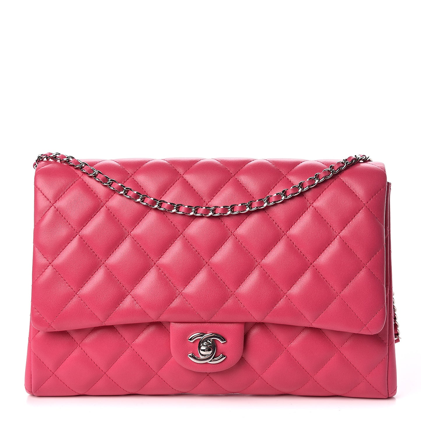 Lambskin Quilted Clutch With Chain Flap Pink