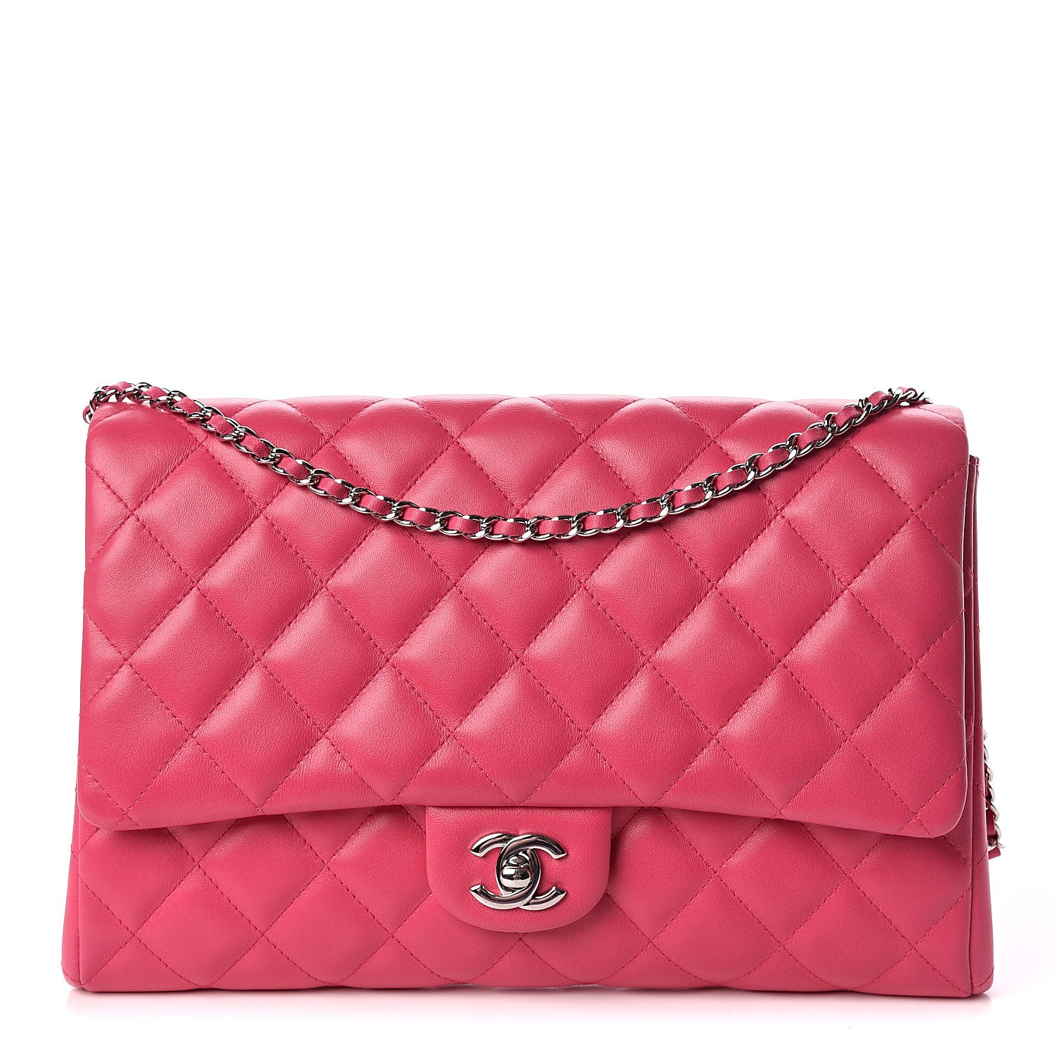 Chanel Lambskin Quilted Clutch With Chain Flap Pink 1 of 11