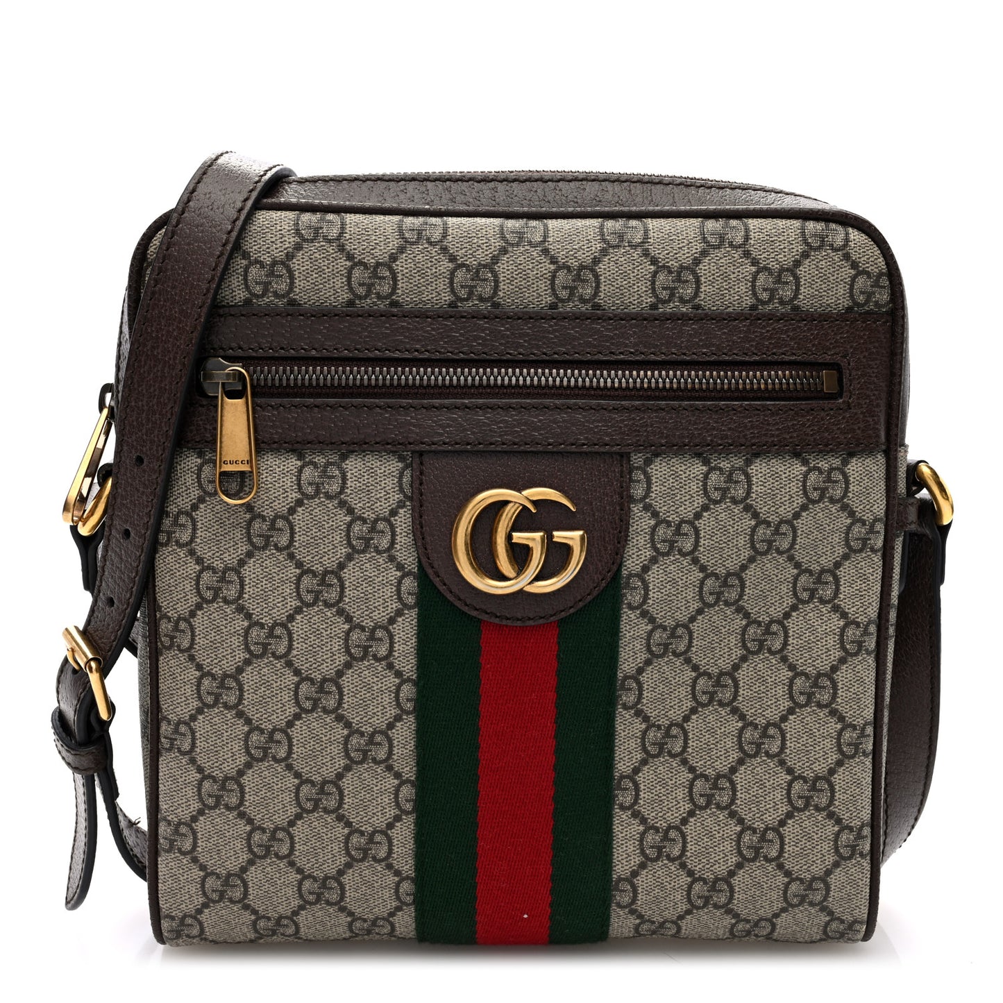 GG Supreme Monogram Web Small Ophidia Messenger Bag Brown