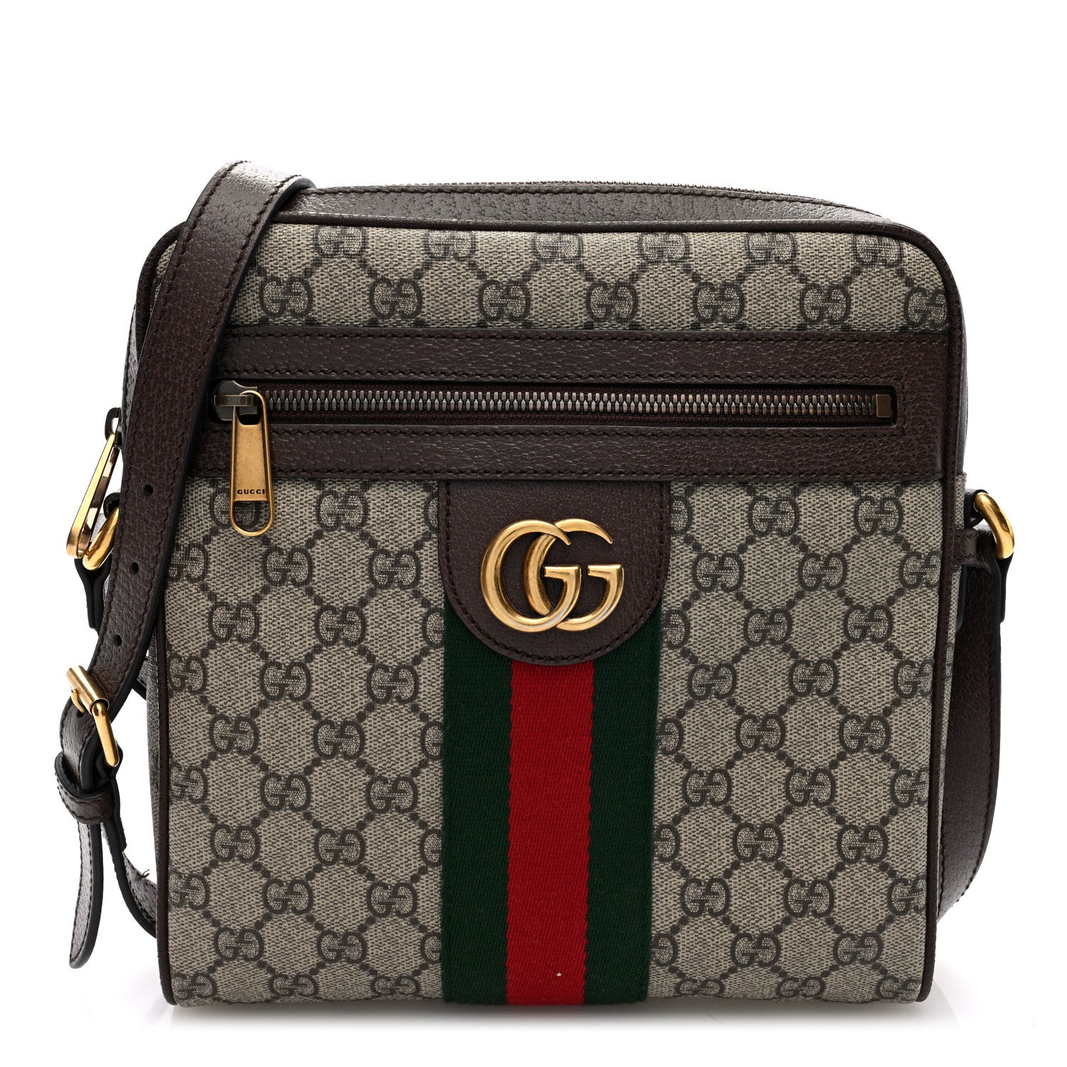 Gucci GG Supreme Monogram Web Small Ophidia Messenger Bag Brown 1 of 9