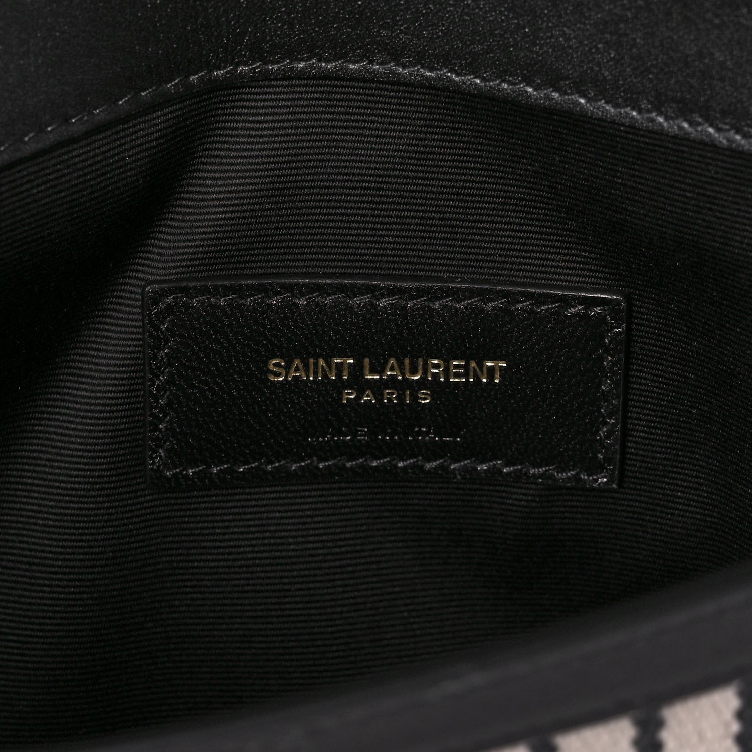 Saint Laurent Canvas Striped Uptown Pouch Beige Black 6 of 9
