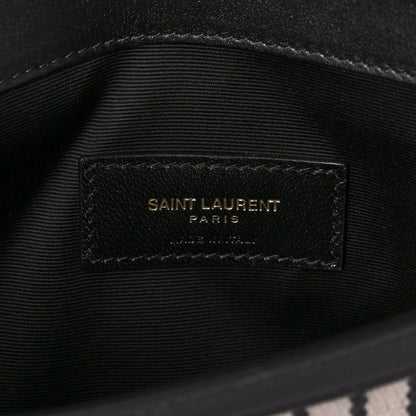 Saint Laurent Canvas Striped Uptown Pouch Beige Black 6 of 9