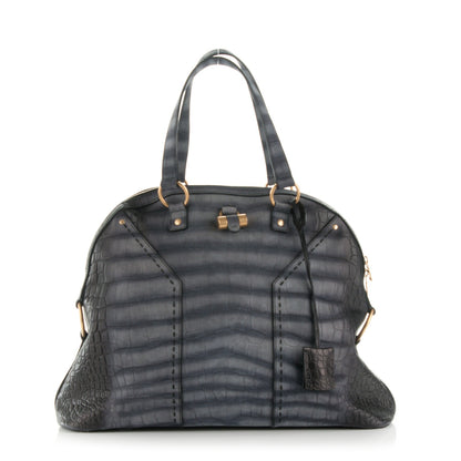 Saint Laurent Nubuck Crocodile Embossed Oversized Muse Grey 1 of 7