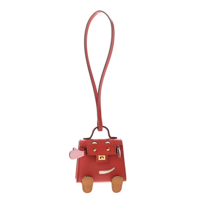 Hermes Tadelakt Chevre Mysore Kelly Quelle Idole Bag Charm Rose Sakura Sanguine Nata Sesame 1 of 6