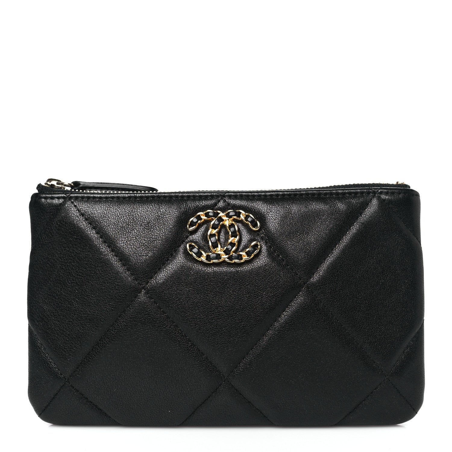 Chanel Lambskin Quilted Small Chanel 19 Pouch Black 1 of 8
