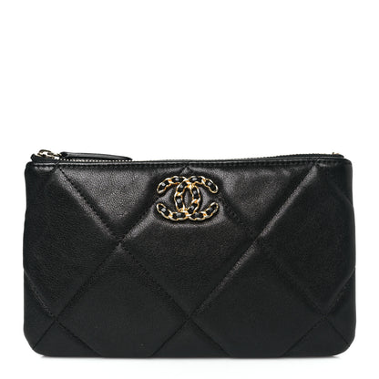 Chanel Lambskin Quilted Small Chanel 19 Pouch Black 1 of 8