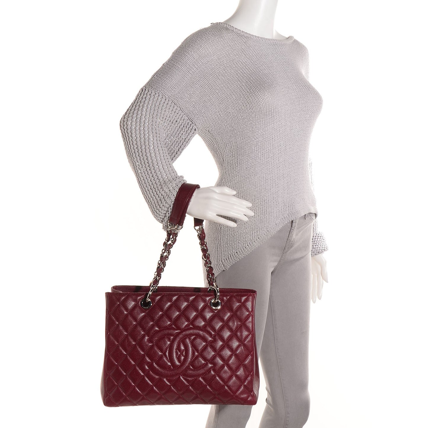 Caviar Grand Shopping Tote GST Dark Red