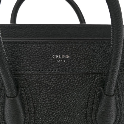 Celine Drummed Calfskin Nano Luggage Black 6 of 11