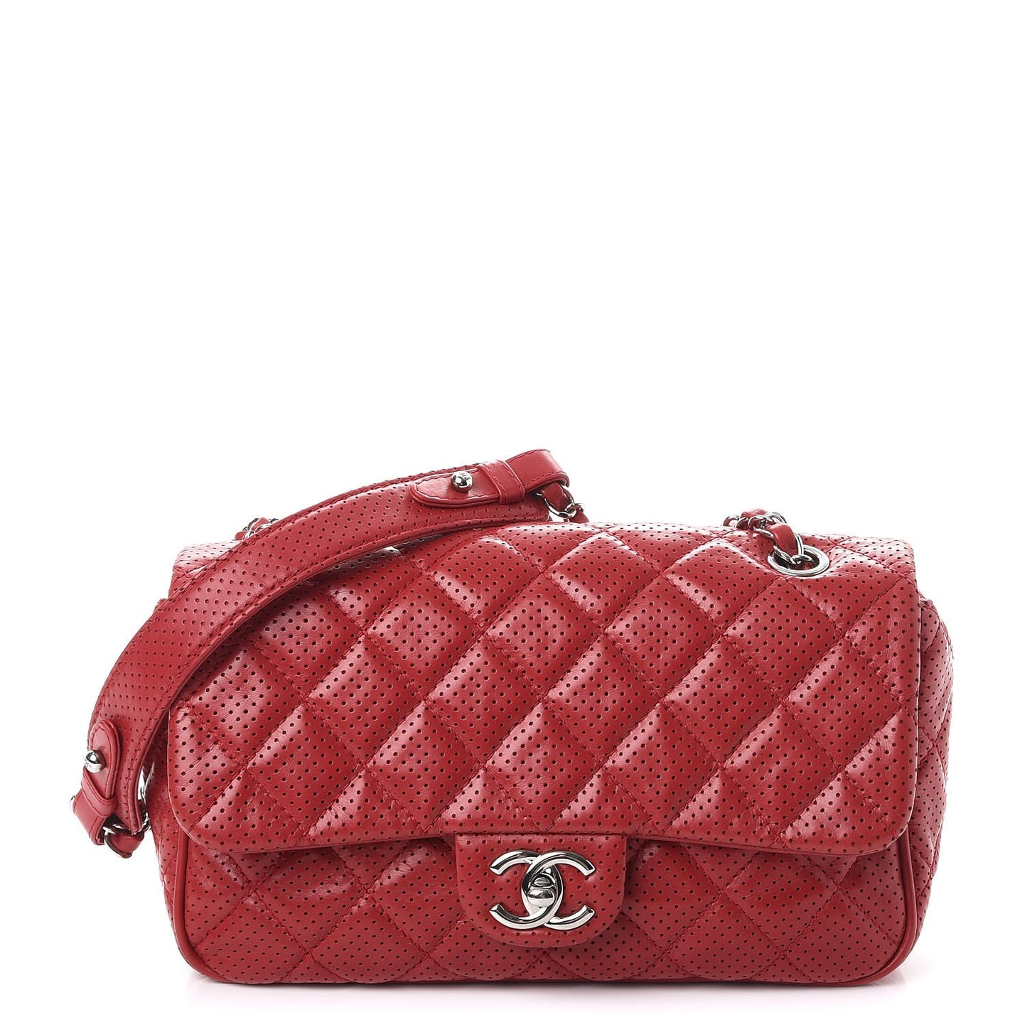 Lambskin Perforated Medium Punch Flap Red
