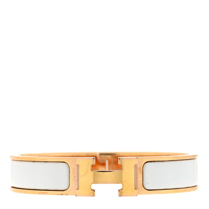 Hermes Enamel Narrow Clic Clac H Bracelet PM White 1 of 5
