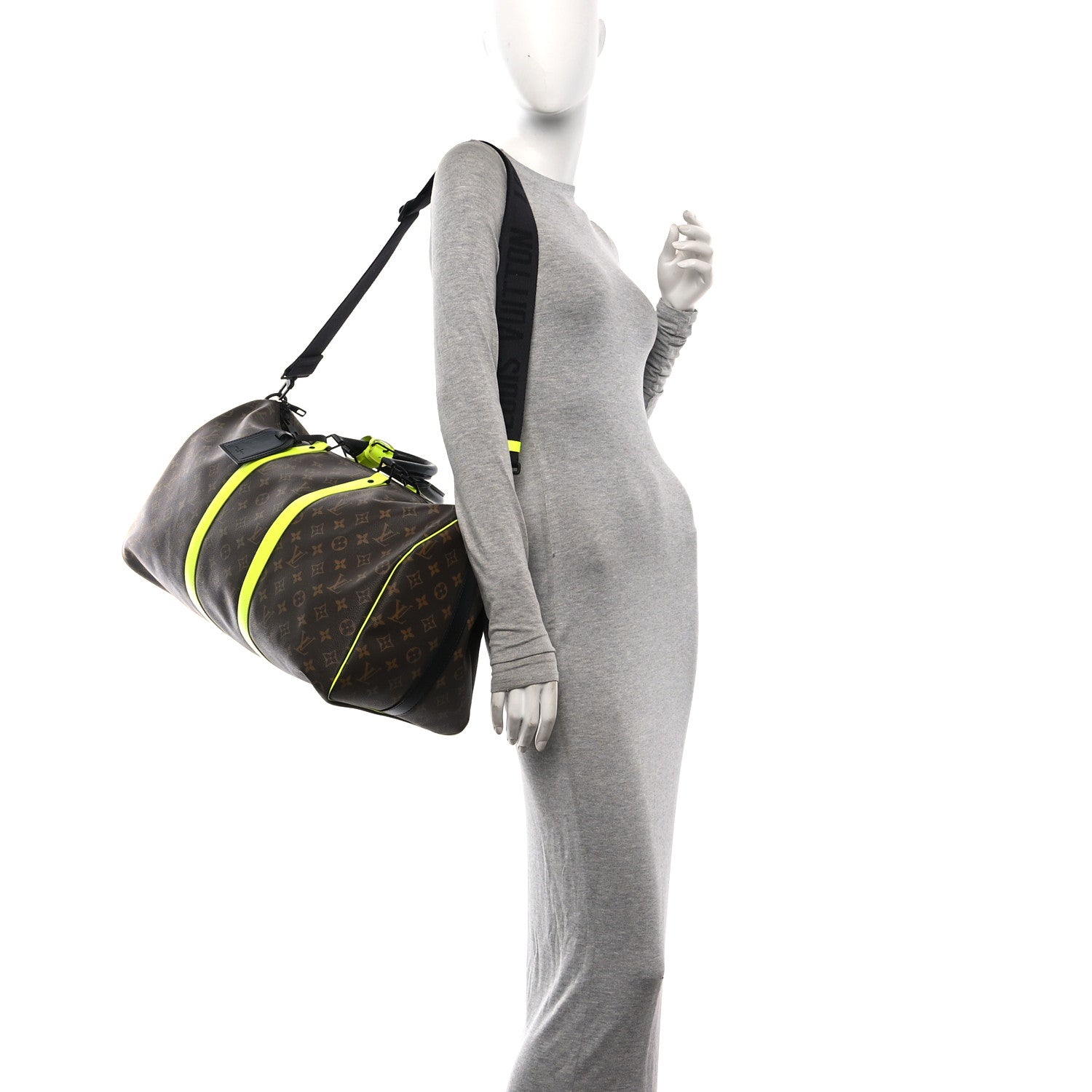 Louis Vuitton Monogram Macassar Keepall Bandouliere 50 Florescent Yellow 2 of 9