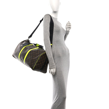 Louis Vuitton Monogram Macassar Keepall Bandouliere 50 Florescent Yellow 2 of 9