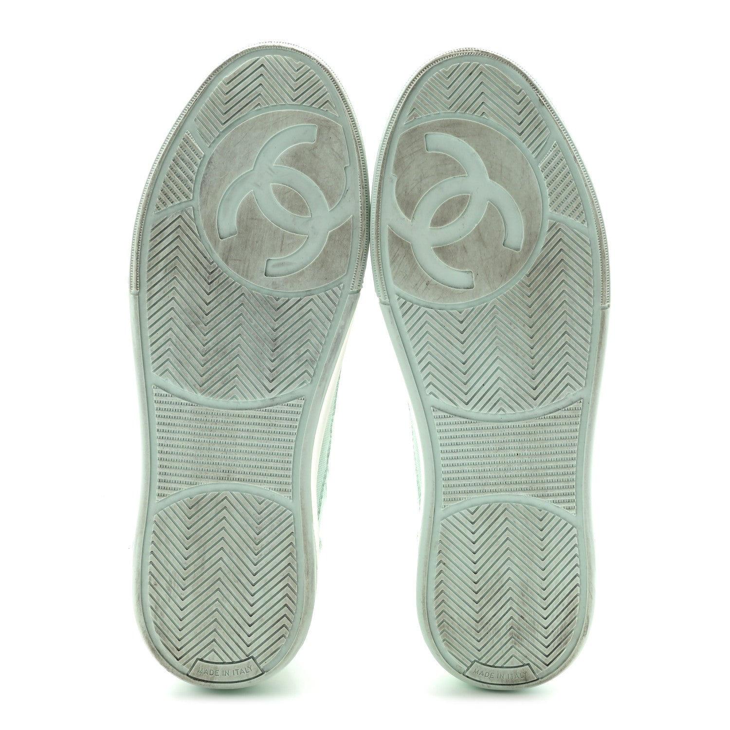 Chanel Cotton Sneakers 38.5 Light Turquoise White 6 of 9