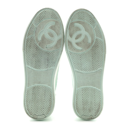 Chanel Cotton Sneakers 38.5 Light Turquoise White 6 of 9