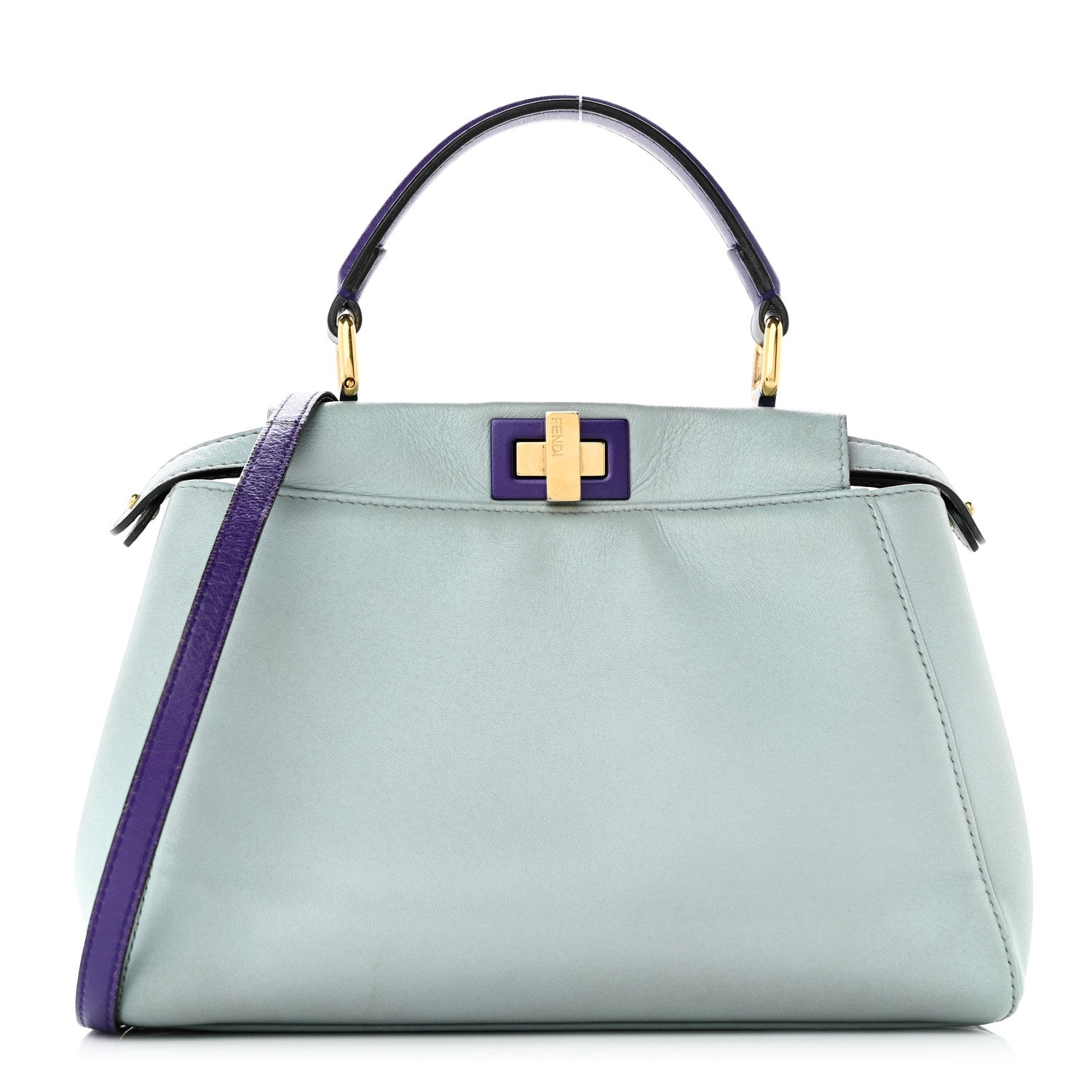 Fendi Nappa Colorblock Mini Peekaboo Iconic Satchel Polvere Purple Rain Ruby 1 of 14