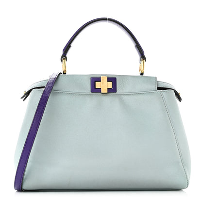 Fendi Nappa Colorblock Mini Peekaboo Iconic Satchel Polvere Purple Rain Ruby 1 of 14