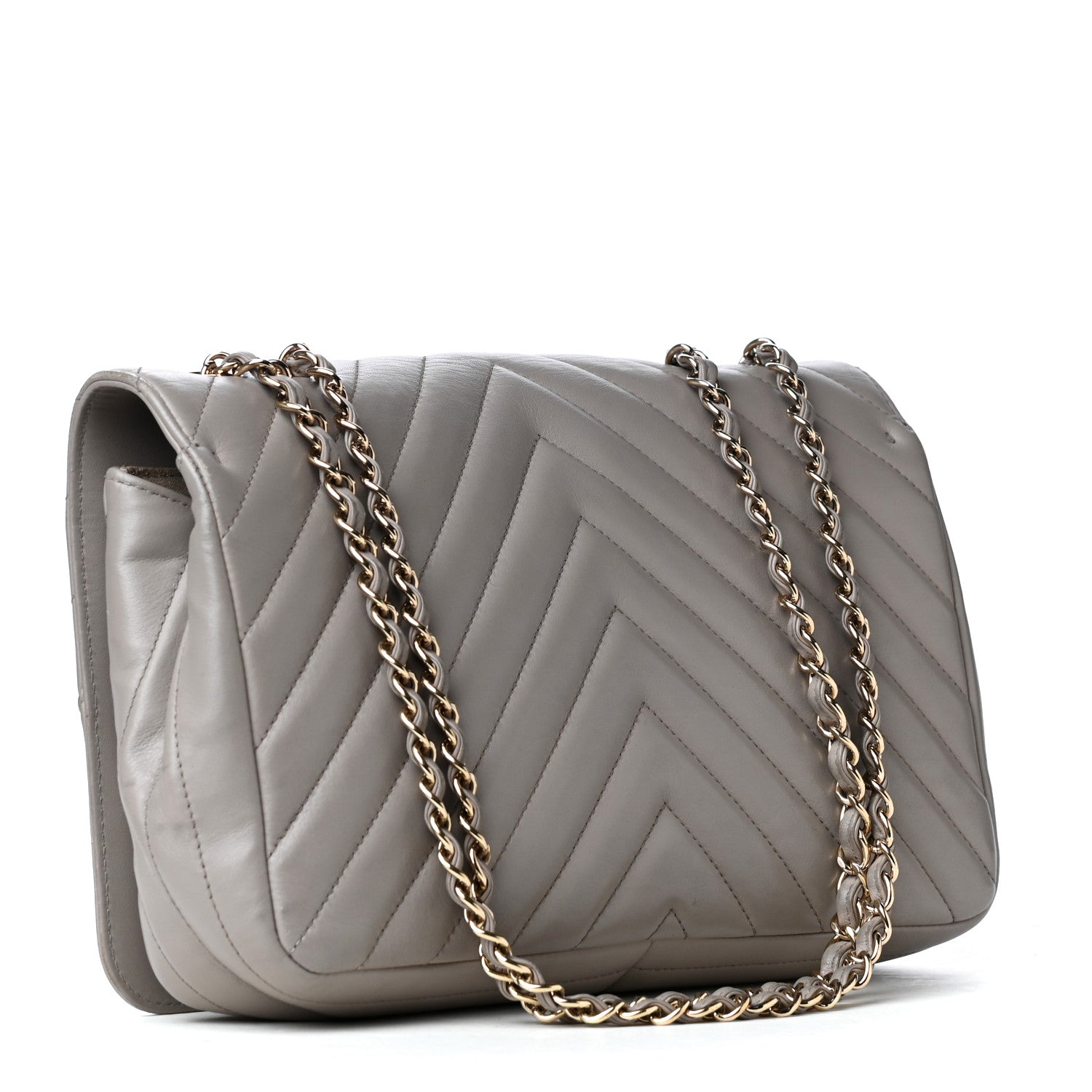 Chanel Calfskin Chevron Quilted Medium Statement Flap Grey 2 of 4
