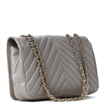 Chanel Calfskin Chevron Quilted Medium Statement Flap Grey 2 of 4